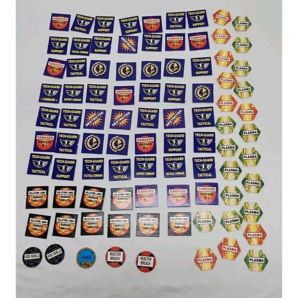 Lot Of (91) Vintage Warhammer 40k Cardboard Token Pieces